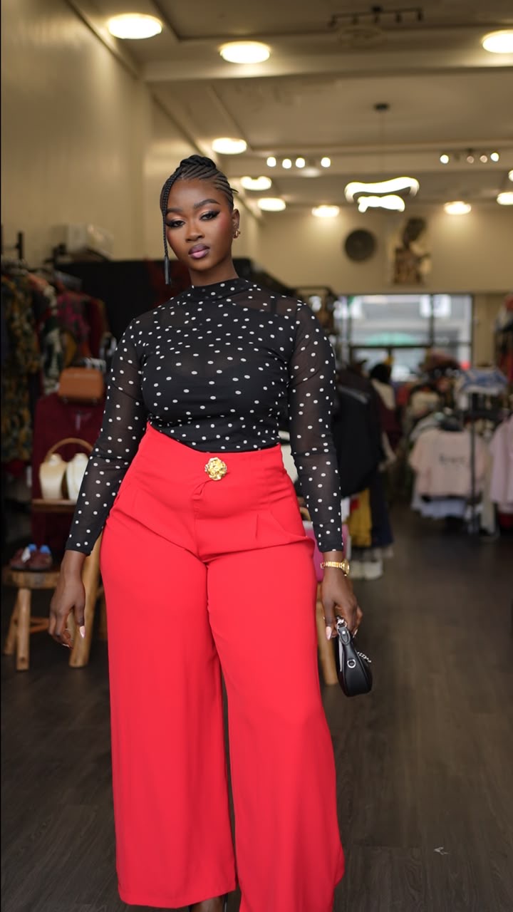 Thalia pants red