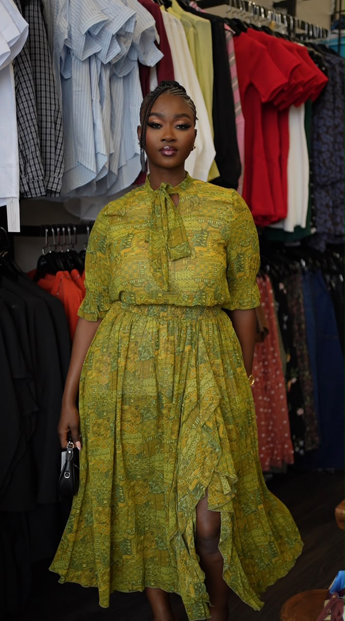 Milana dress green mix